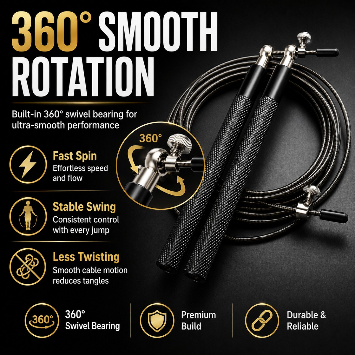 Jump Rope Speed Bearing - Corde à sauter à roulement à
