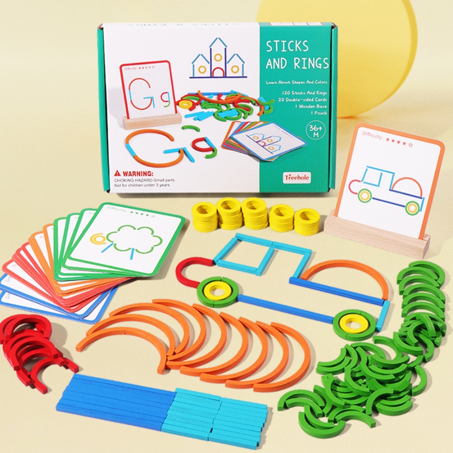 Gymnastic Ring Wood - Jouets de puzzle pour l'éducation précoce