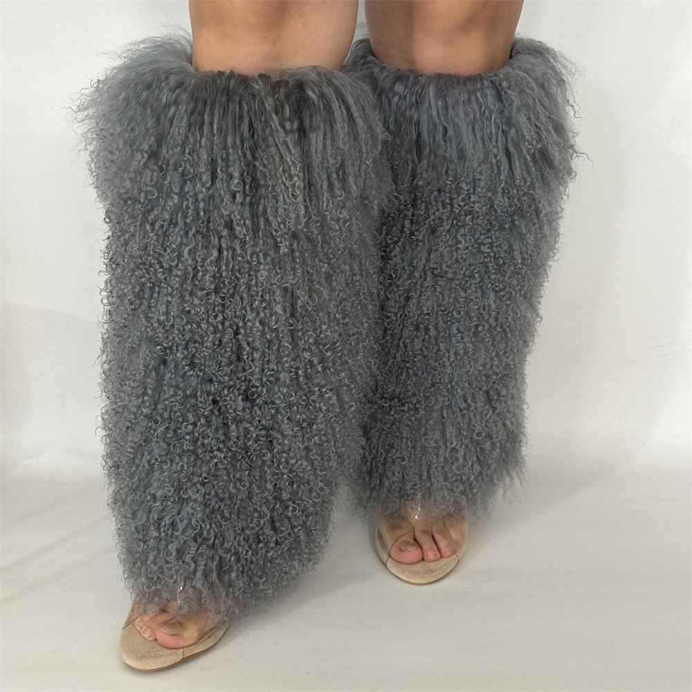 Knee Sleeve Pair - Femmes Spice Girl réel fourrure mongole