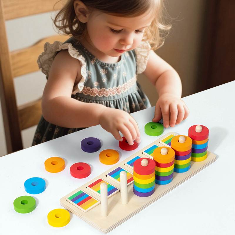 Gymnastic Ring Wood - Jeu d'entraînement à la mémoire Montessori,
